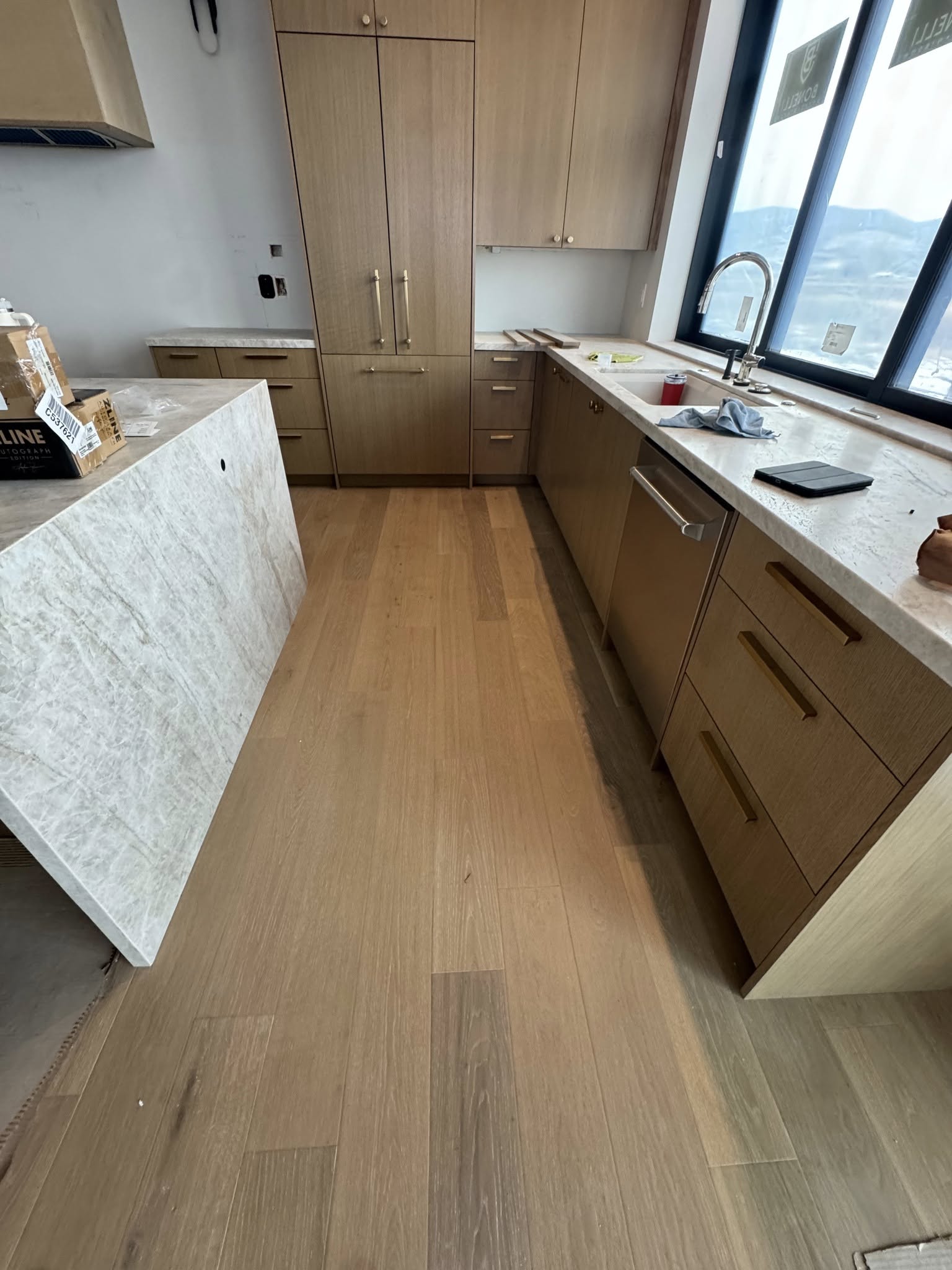 Modern kitchen with wooden cabinets