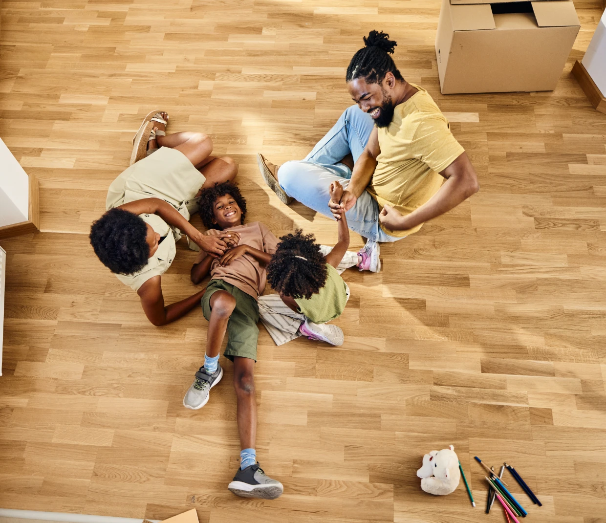 Joyful family time in new home